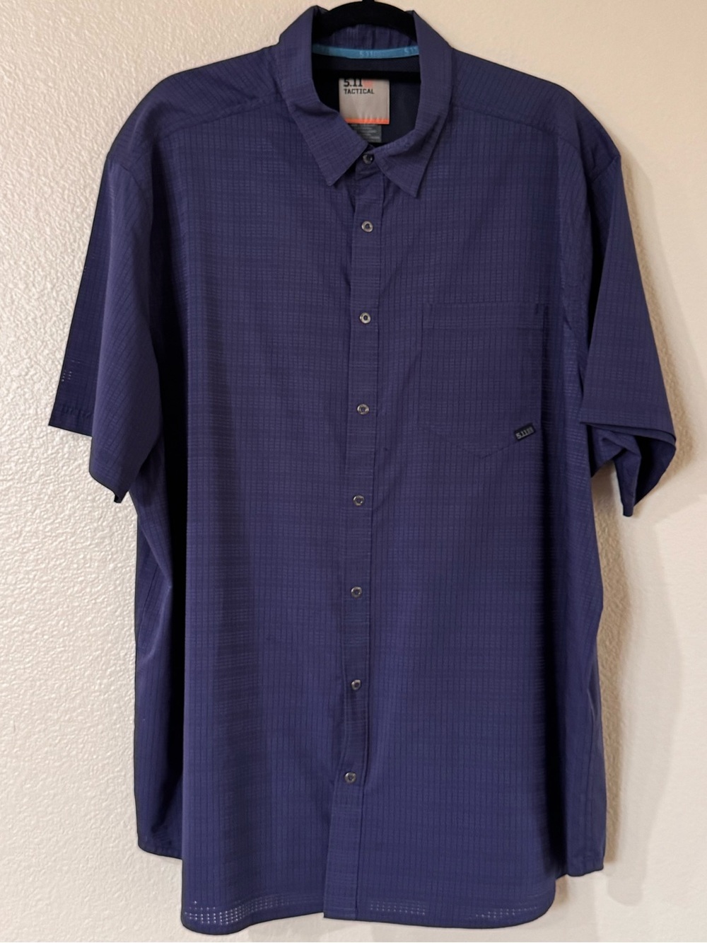 5.11 Tactical Aerial SS Shirt Men's 2XL Navy Blue Grid